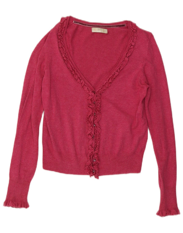 Marks & Spencer Dame Crop Flæser Front Cardigan Sweater UK 8 Small Pink