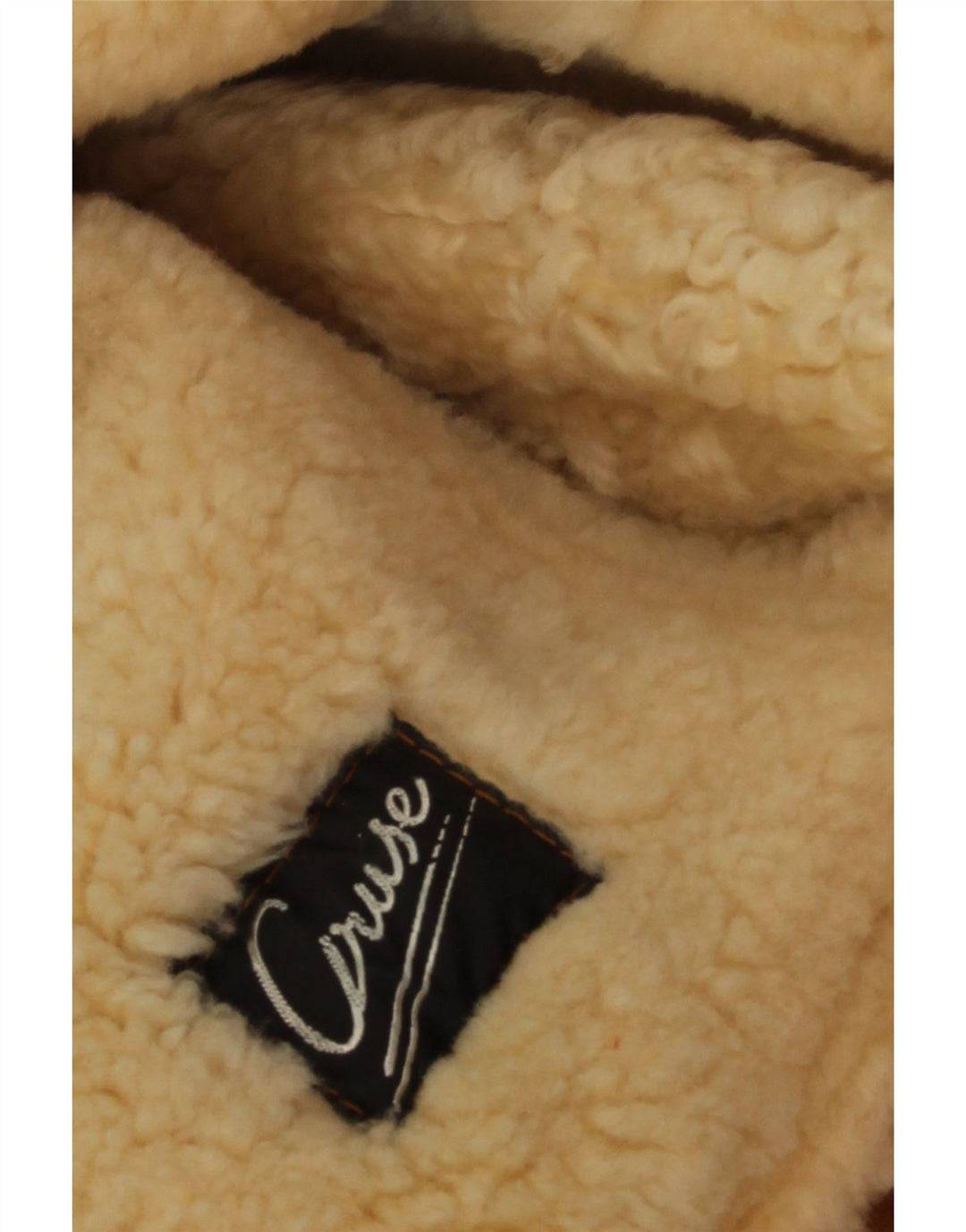 Vintage Dame Oversized Hætte Shearling jakke EU 40 Medium Beige Læder
