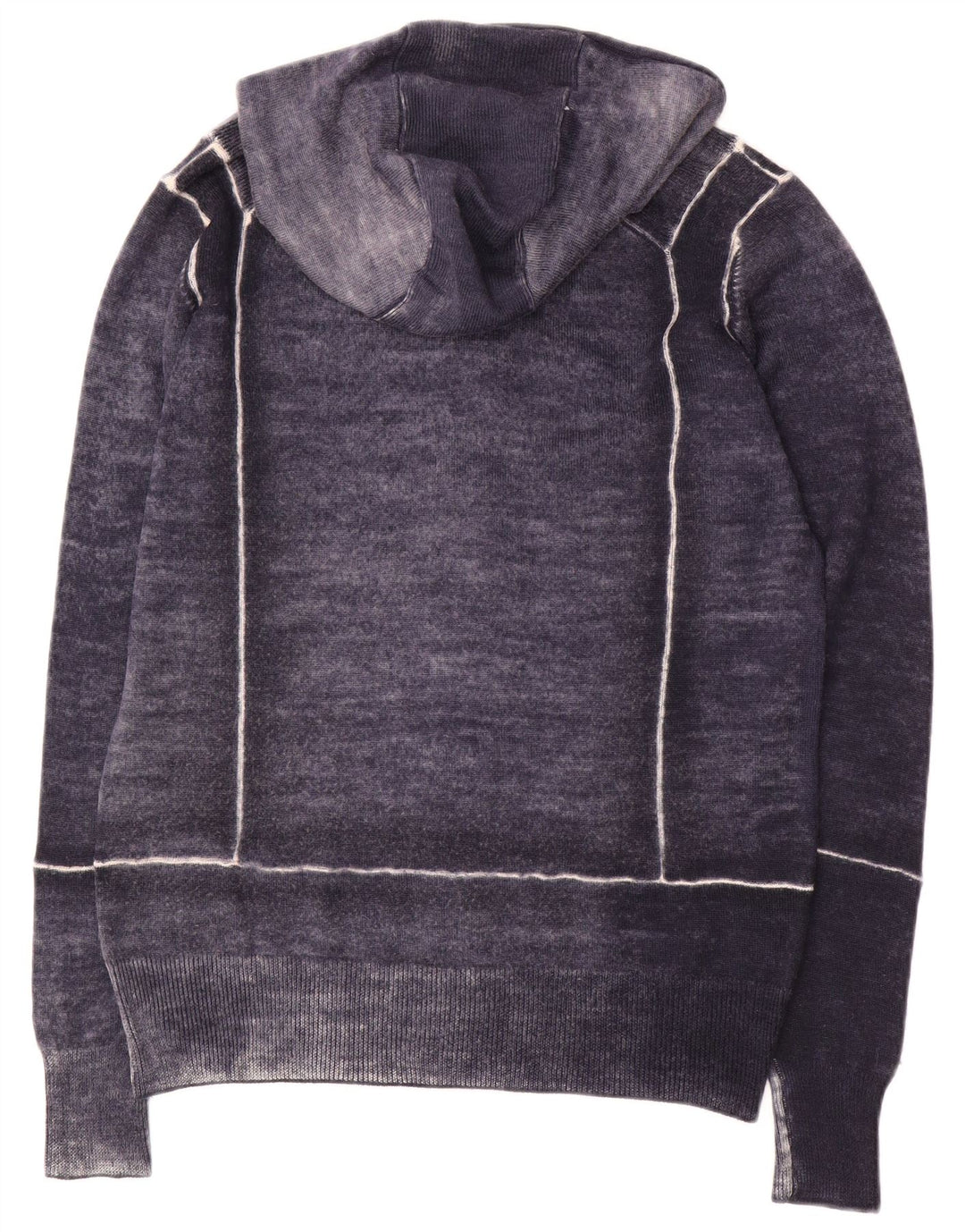 Gas Herre grafisk hætte cardigan sweater Medium Navyblå Flecked Uld