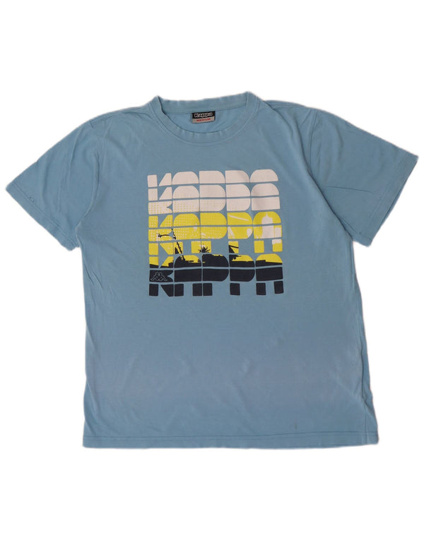 Kappa Herre Grafisk T-Shirt Top Medium Blå Bomuld