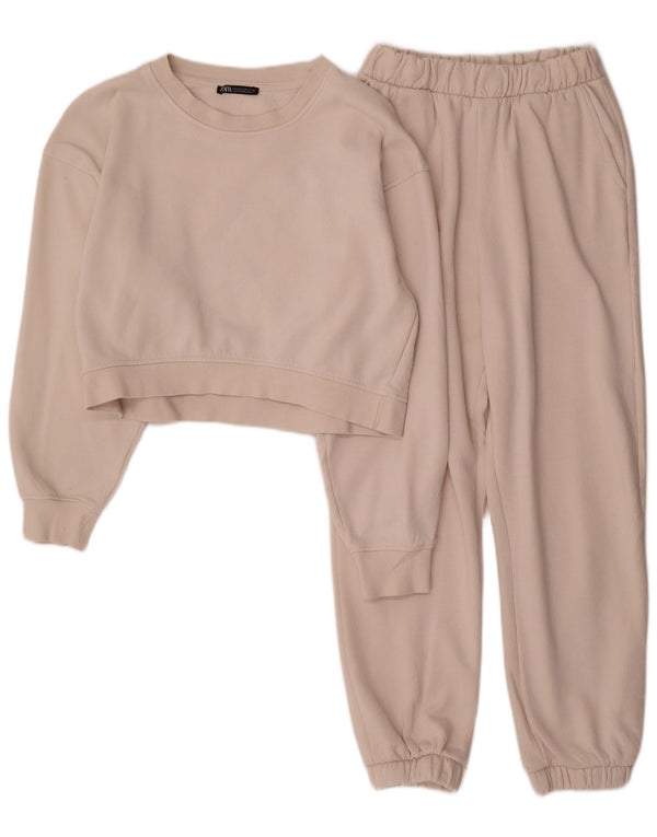 Zara Womens Crop Full Tracksuit UK 14 Medium White Cotton