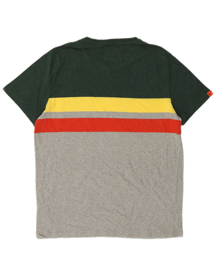 Superdry T-shirt top til mænd 2XL Grå Colourblock Bomuld