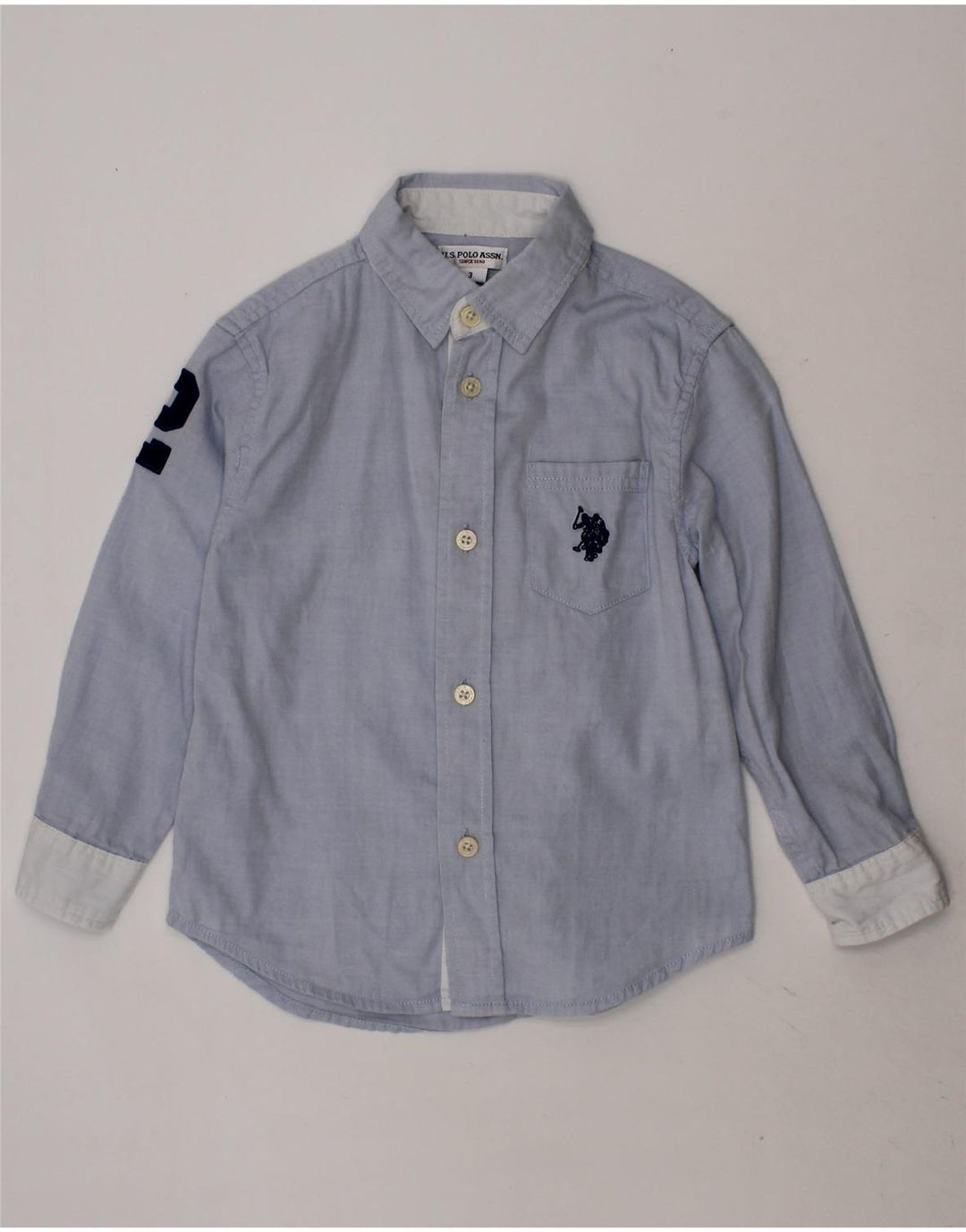 U.S. POLO ASSN. Boys Graphic Shirt 2-3 Years Blue Cotton Vintage U.S. Polo Assn. and Second-Hand U.S. Polo Assn. from Messina Hembry 