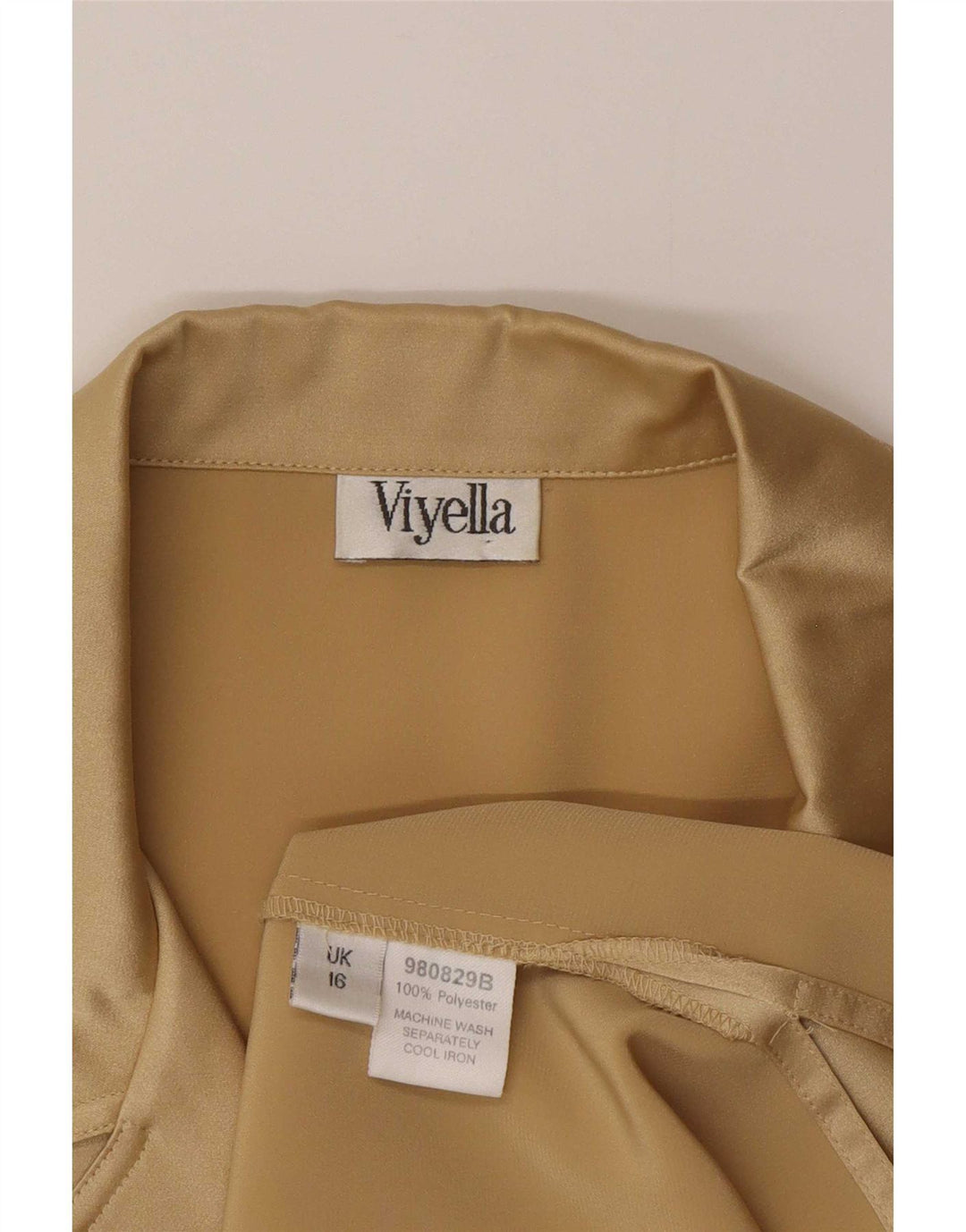 Viyella Dame Shirt Bluse UK 16 Large Gold Polyester