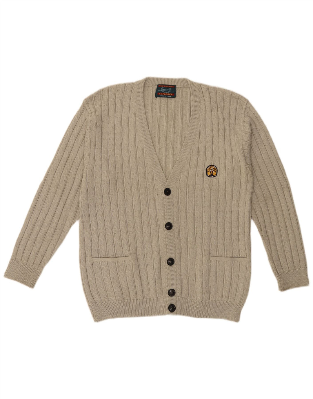 Explorer Herre Cardigan Sweater IT 52 Stor Beige Uld