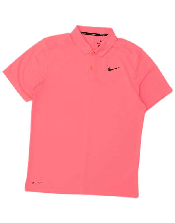 Nike Mens Dri Fit Polo Shirt Small Pink Polyester