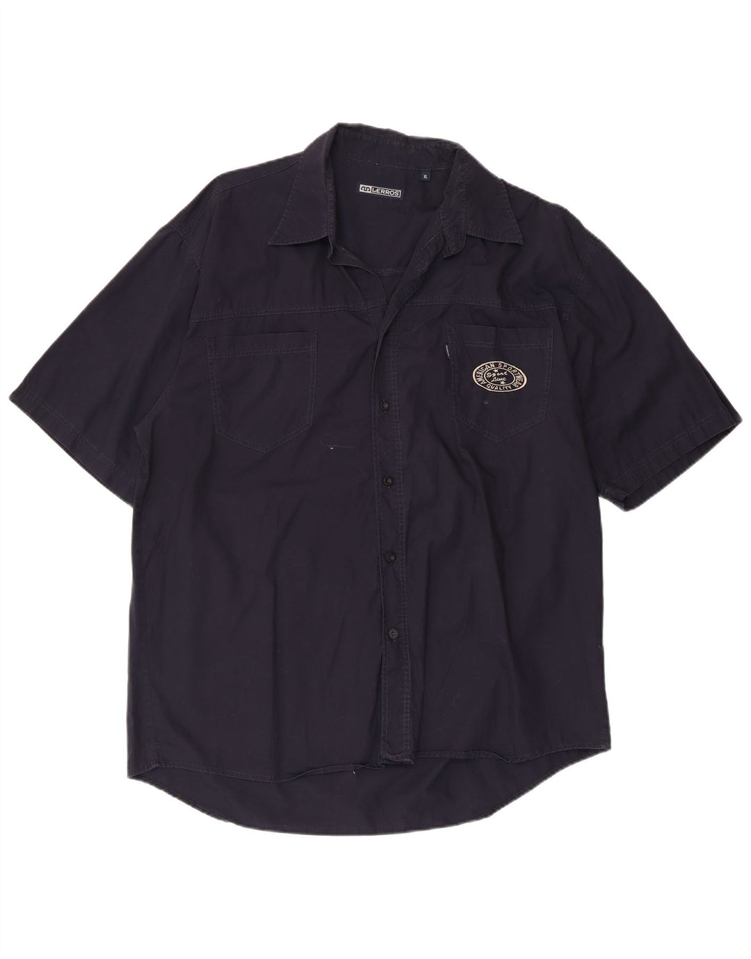 Lerros kortærmet herreskjorte XL marineblå bomuld