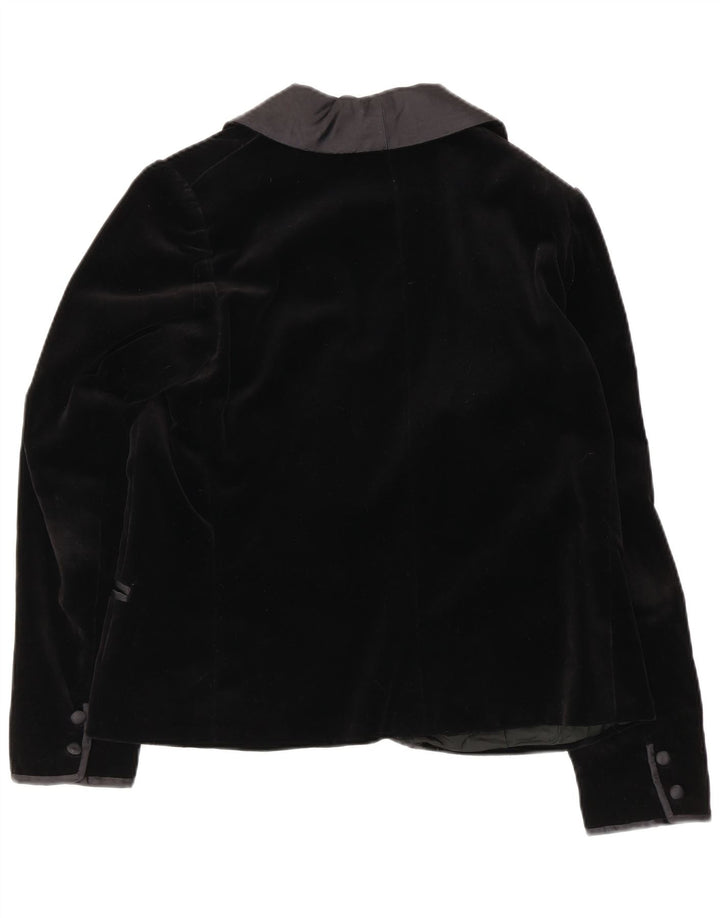 Vintage Dame 1 Knap Velvet Blazer Jacket UK 16 Large Black
