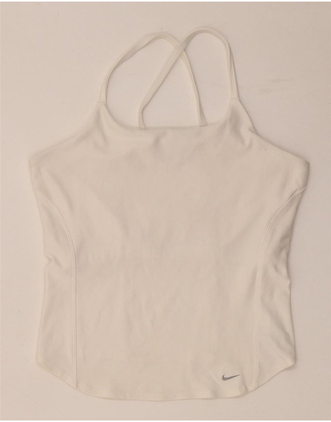 NIKE Dame Dri Fit Crop Vest Top UK 14 Stor hvid polyester