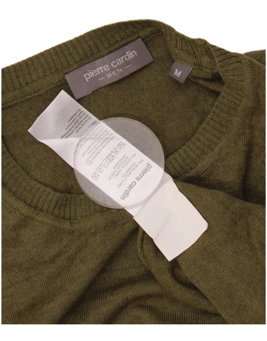 PIERRE CARDIN Herre sweater med rund hals, medium Khaki Wool