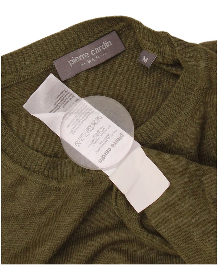 PIERRE CARDIN Herre sweater med rund hals, medium Khaki Wool