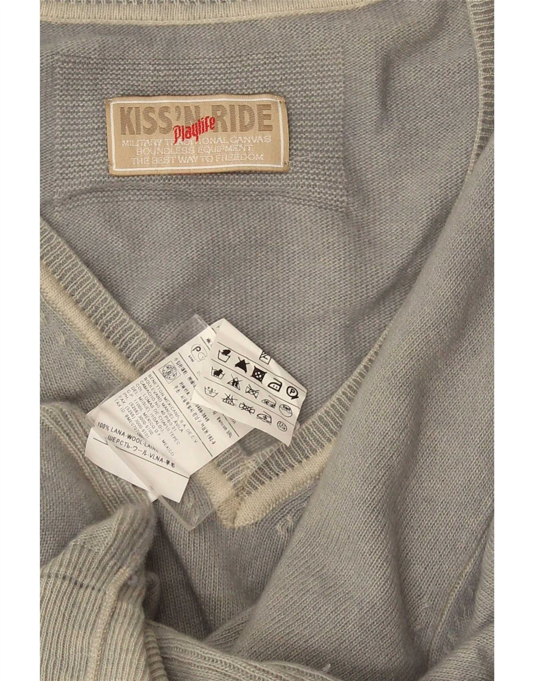 Playlife Herre V-hals sweater Stor grå uld