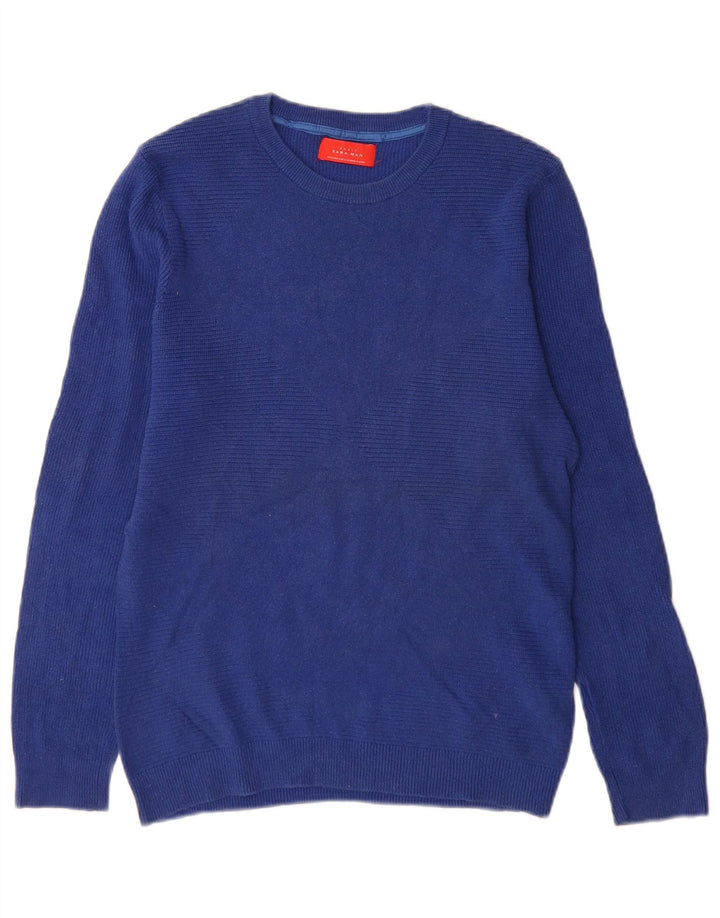 Zara Herre sweater med rund hals, lille blå bomuld
