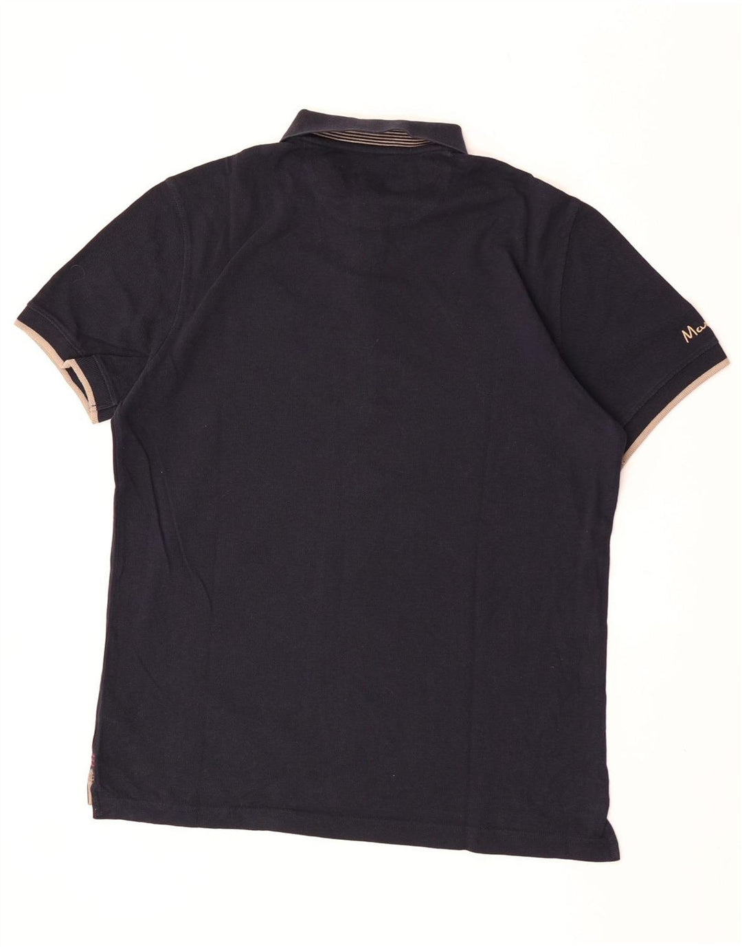 Massimo Dutti Herre grafisk poloshirt XL marineblå bomuld