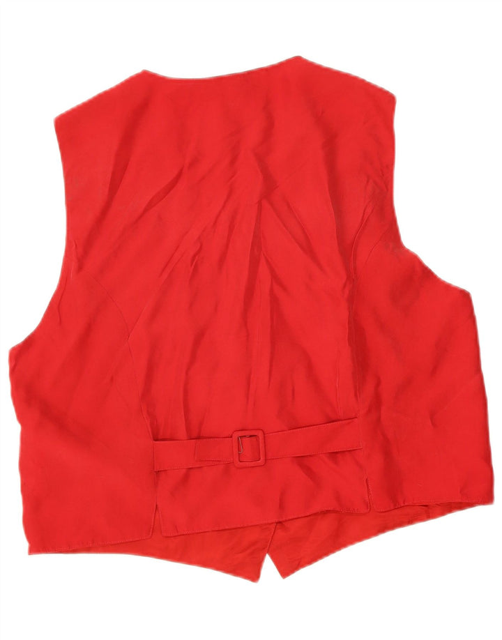 ELEGANCE Womens Waistcoat IT 46 Large Red Floral Silk