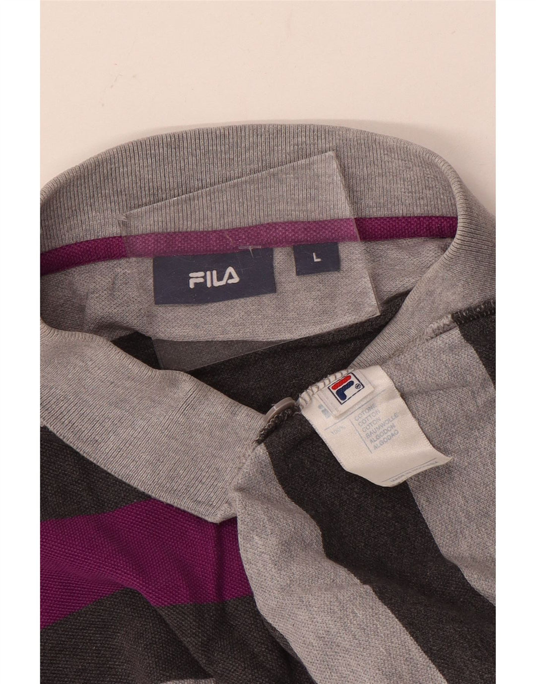 FILA Poloshirt til mænd, stor grå farveblok bomuld
