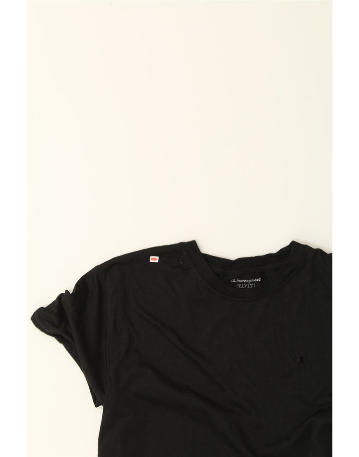 CHAMPION Womens T-Shirt Top UK 14 Large Black Polyester Vintage Champion and Second-Hand Champion from Messina Hembry 