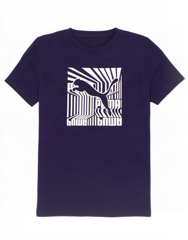 Puma drenge grafisk t-shirt top 9-10 år marineblå bomuld
