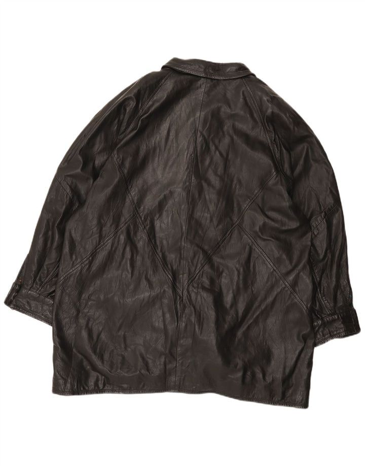 Vintage kvinders oversize læderjakke UK 18 XL sort læder