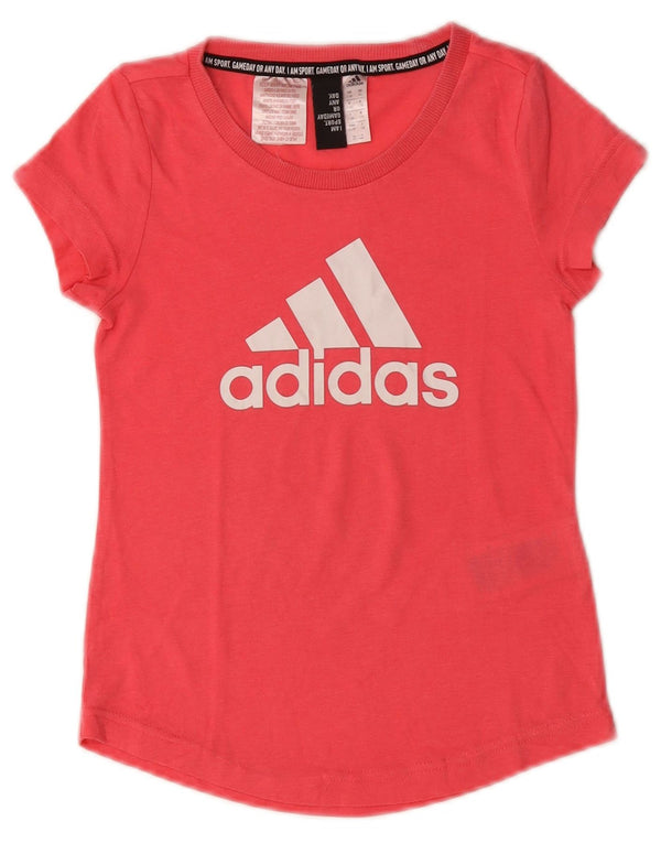 ADIDAS Piger Grafisk T-Shirt Top 7-8 År Pink Bomuld