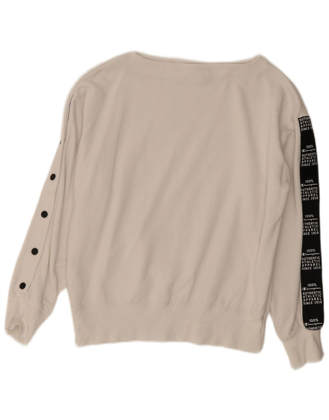 CHAMPION Womens Graphic Sweatshirt Jumper UK 14 Medium White Colourblock