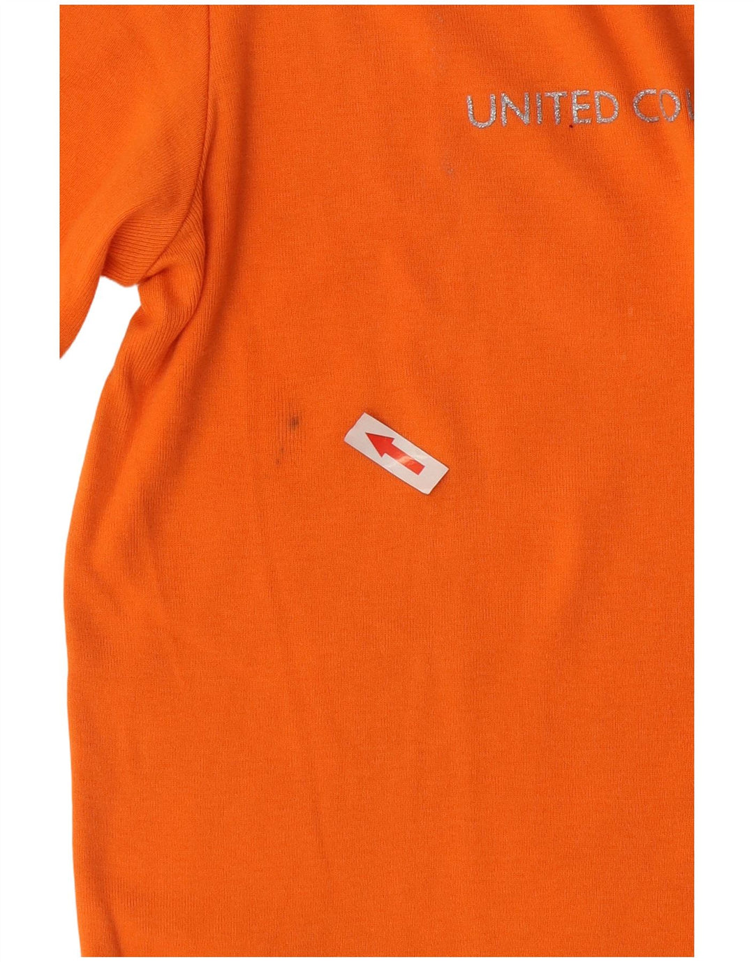 Benetton Dame Grafisk T-Shirt Top UK 14 Medium Orange