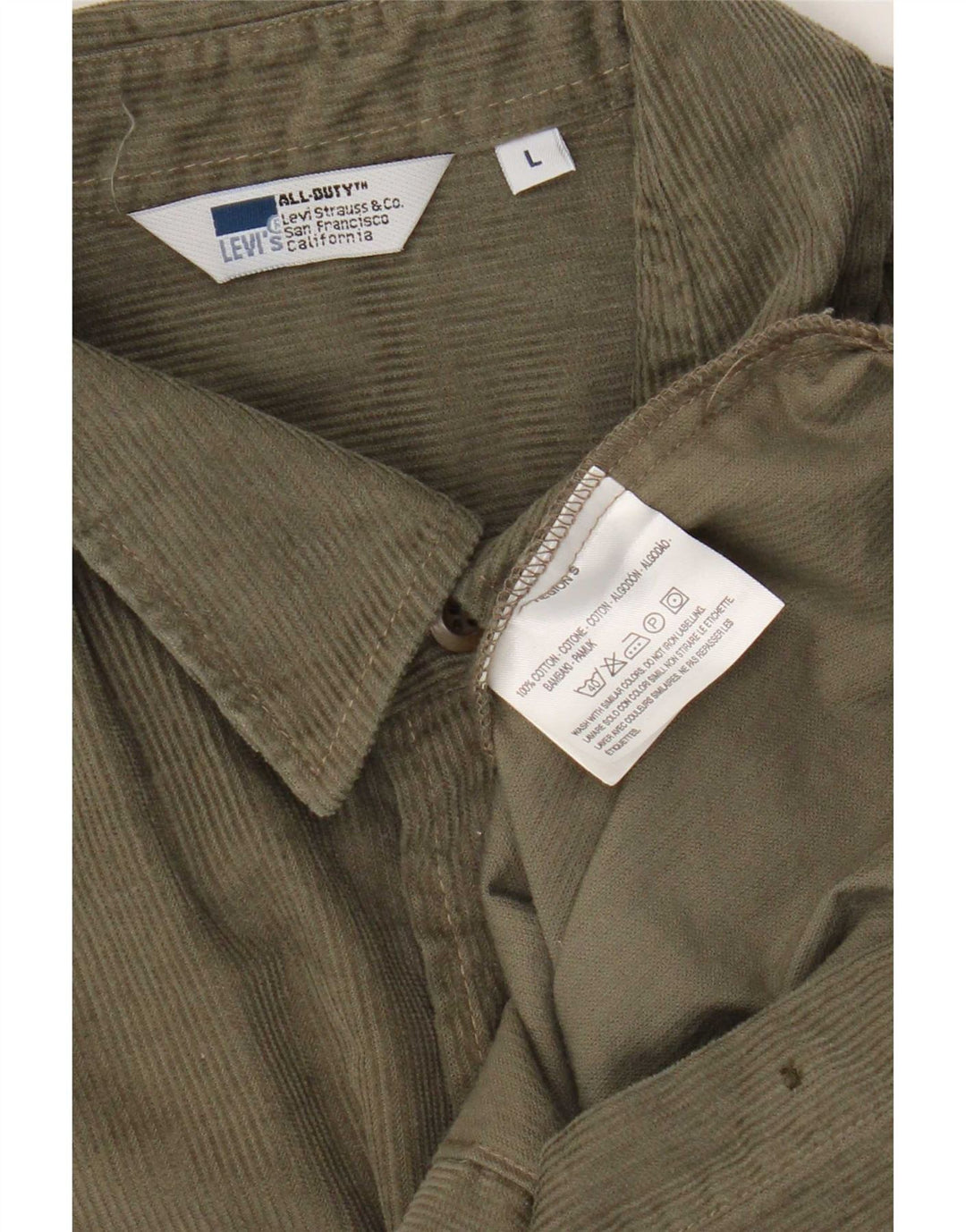 Levi's Herre fløjlsskjorte Stor Khaki Bomuld