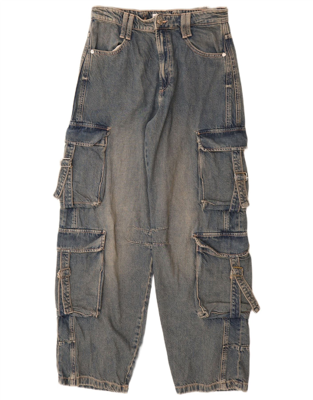 Zara Dame Cargo Tapered Jeans EU 40 Medium W30 L32 Blå