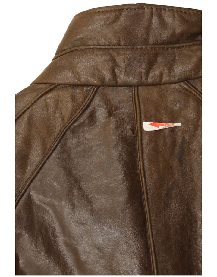 Vintage læderfrakke til kvinder IT 42 medium brunt læder