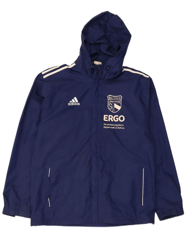 Adidas grafisk regnjakke med hætte til mænd UK 44/46 Stor marineblå polyamid