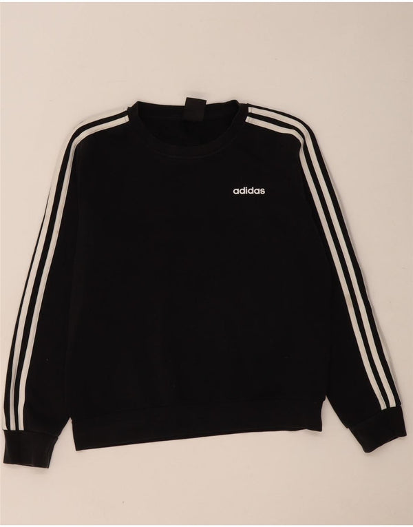 Adidas Dame Sweatshirt Jumper UK 12/14 Medium Sort Bomuld