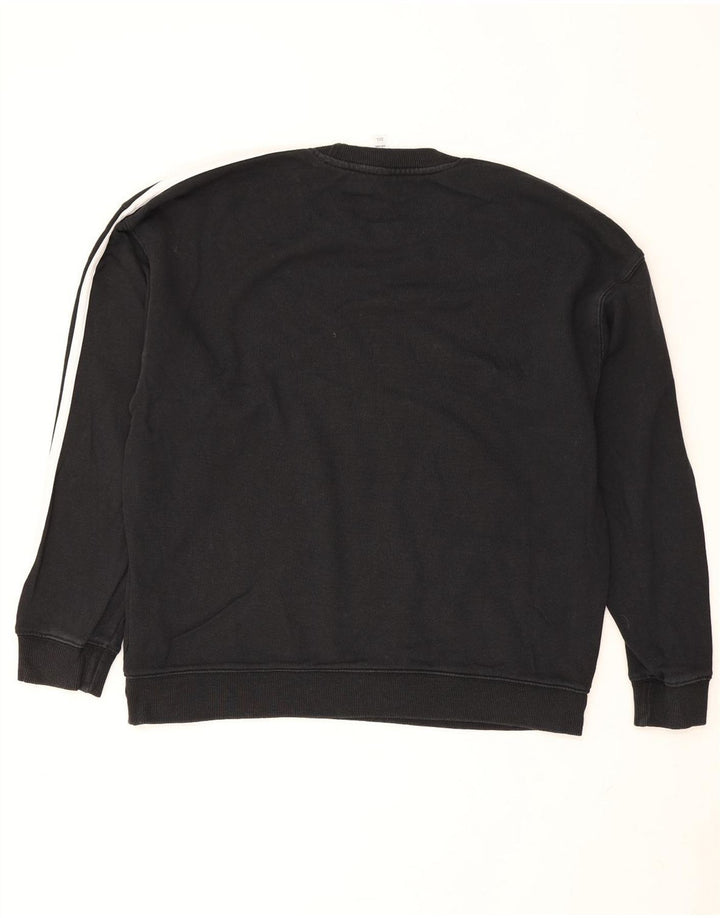 Adidas Dame Oversized Sweatshirt Jumper UK 12/14 Medium Sort Bomuld