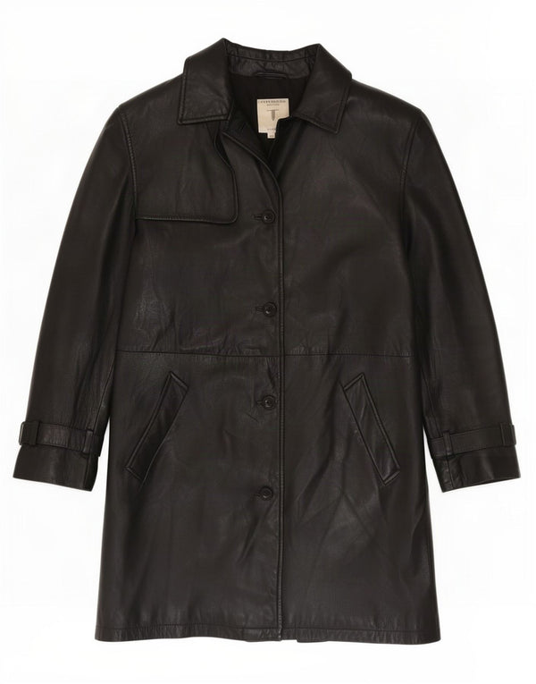 Conbipel Womens Free Heron Leather Coat IT 46 Large Black