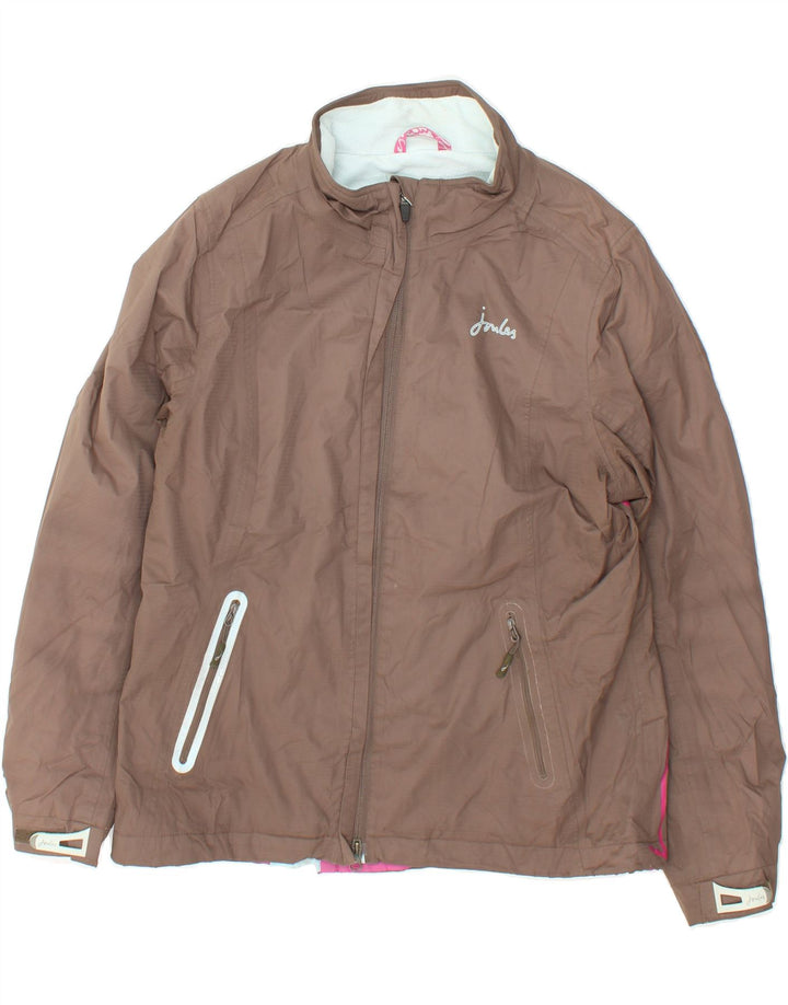 JOULES Womens Windbreaker Jacket UK 14 Large  Brown Polyester Vintage Joules and Second-Hand Joules from Messina Hembry 