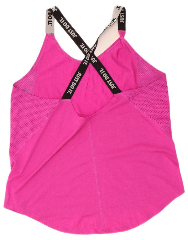 Nike Dame Dri Fit Crop Grafisk Vest Top UK 14 Large Pink