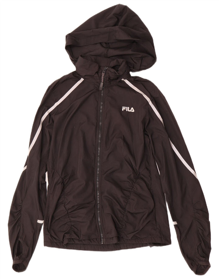 FILA Træningsdragt med hætte til kvinder, topjakke UK 14 Medium Sort Polyester