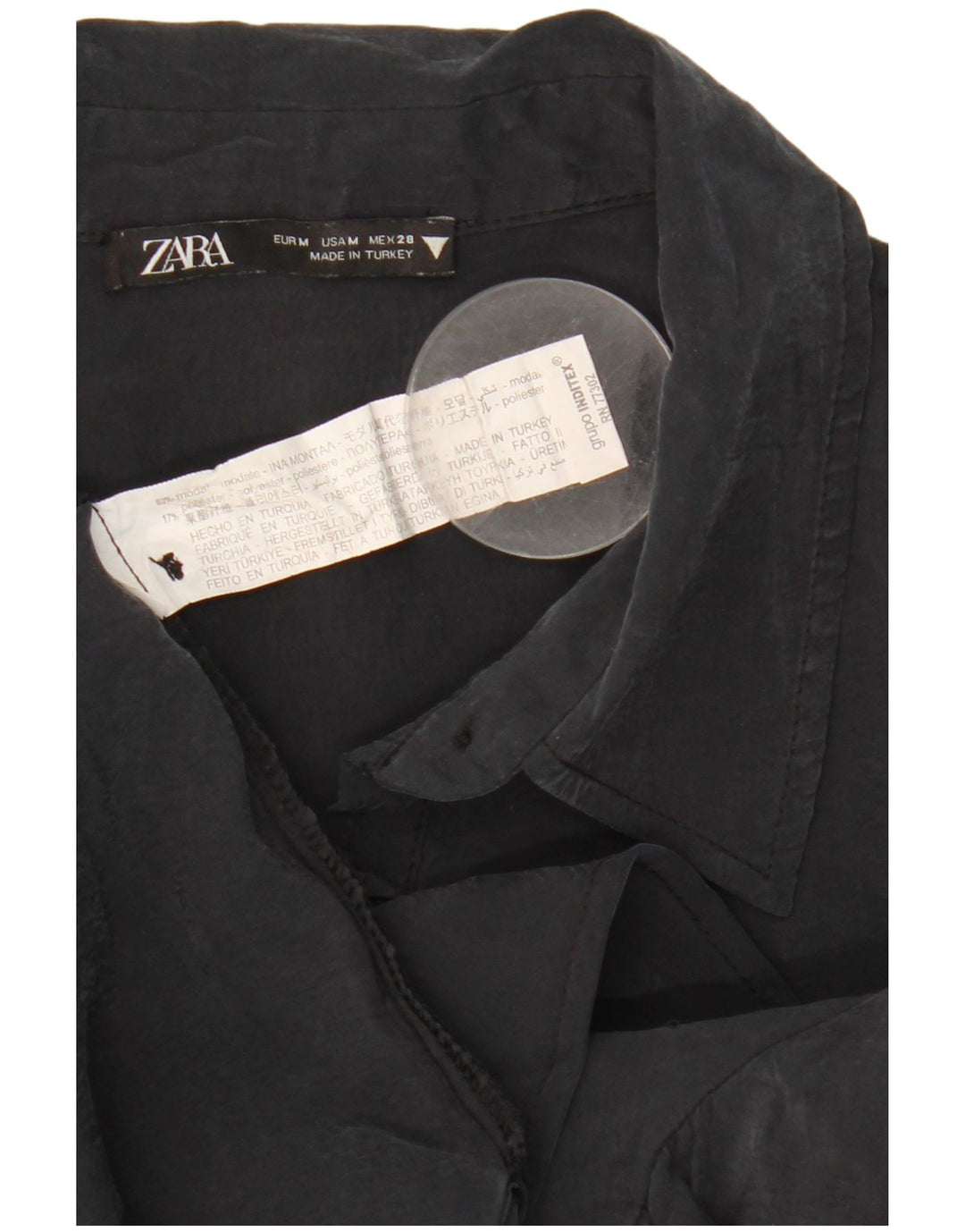 ZARA skjortekjole til kvinder UK 14 Medium Sort Modal