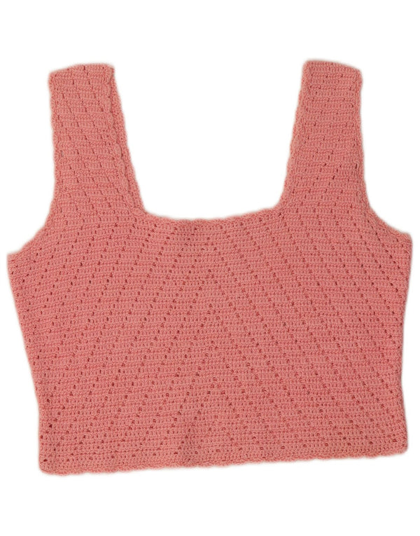 Vintage Dame Strik Crop Cami Top UK 10 Small Pink
