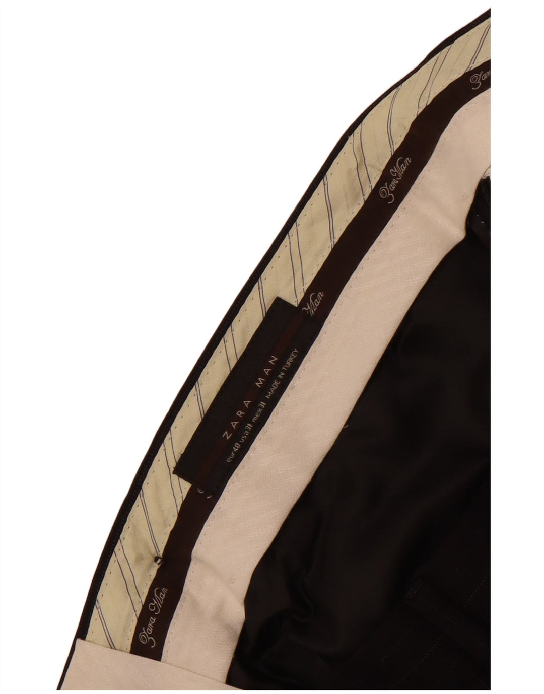 Zara Straight Suit Bukser til mænd EU 40 Medium W32 L27 Sort nålestribe