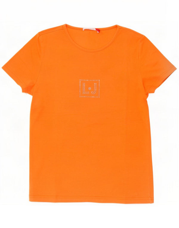 Liu Jo Dame Grafisk T-Shirt Top IT 44 Medium Orange Bomuld