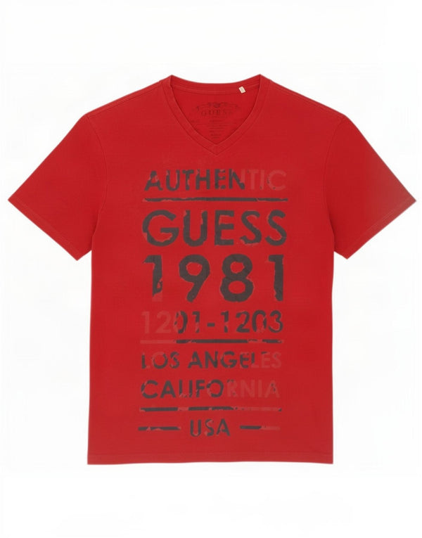 Guess Grafisk T-shirt top til kvinder UK 14 Medium Rød