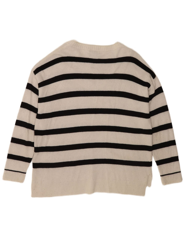 Massimo Dutti Herre Boat Neck Jumper Sweater Medium Hvid Stribet Viscose