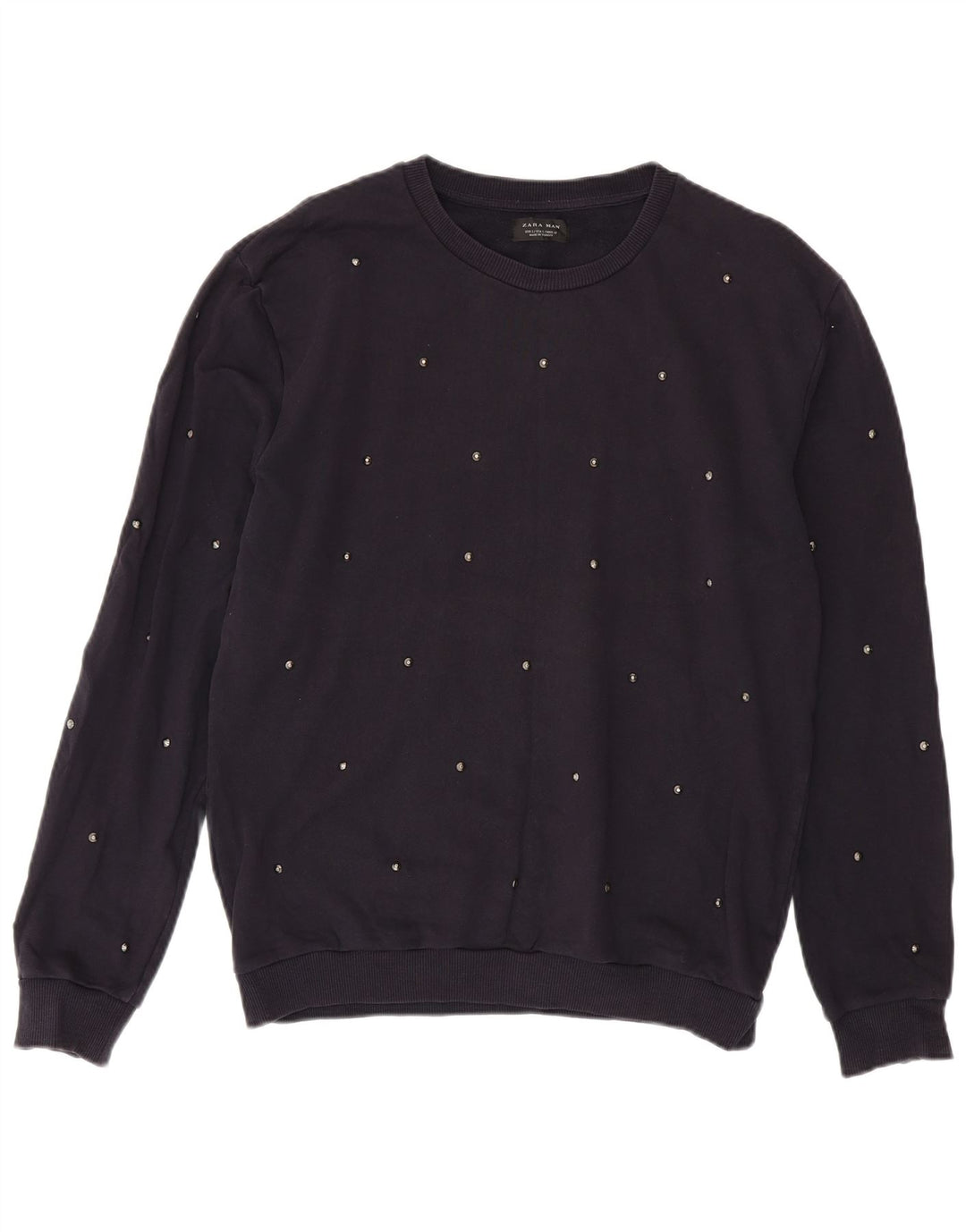 Zara Herre Sweatshirt Jumper Stor Marineblå Bomuld