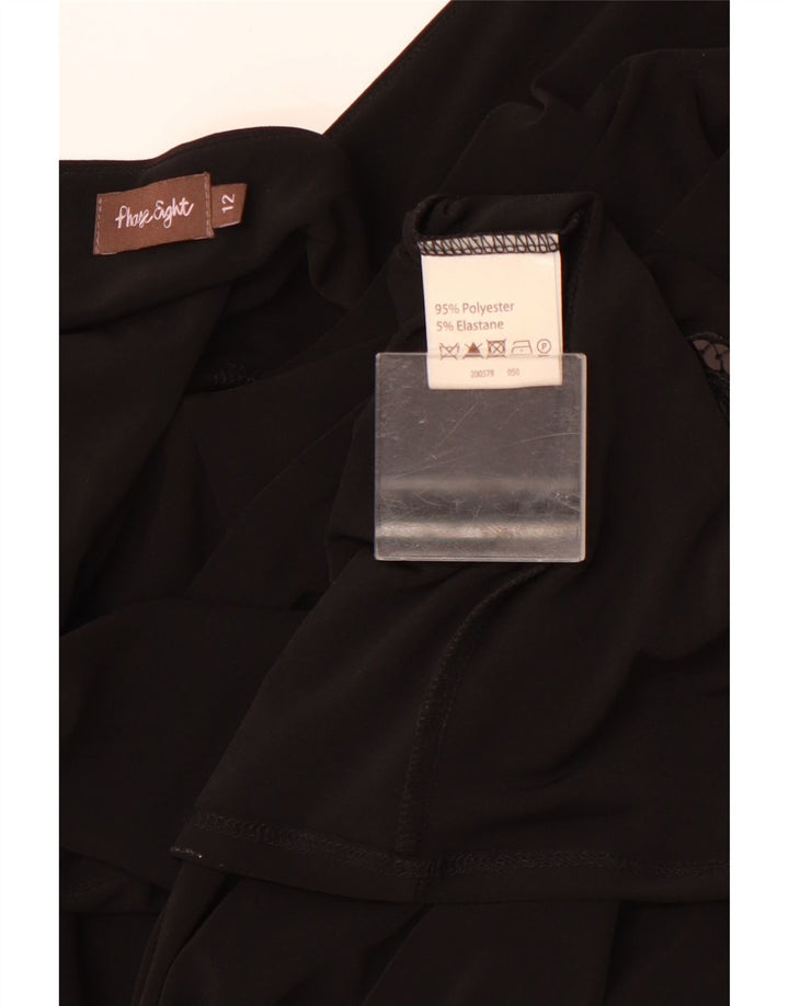 FASE otte Dame ærmeløs Maxikjole UK 12 Medium Sort Polyester