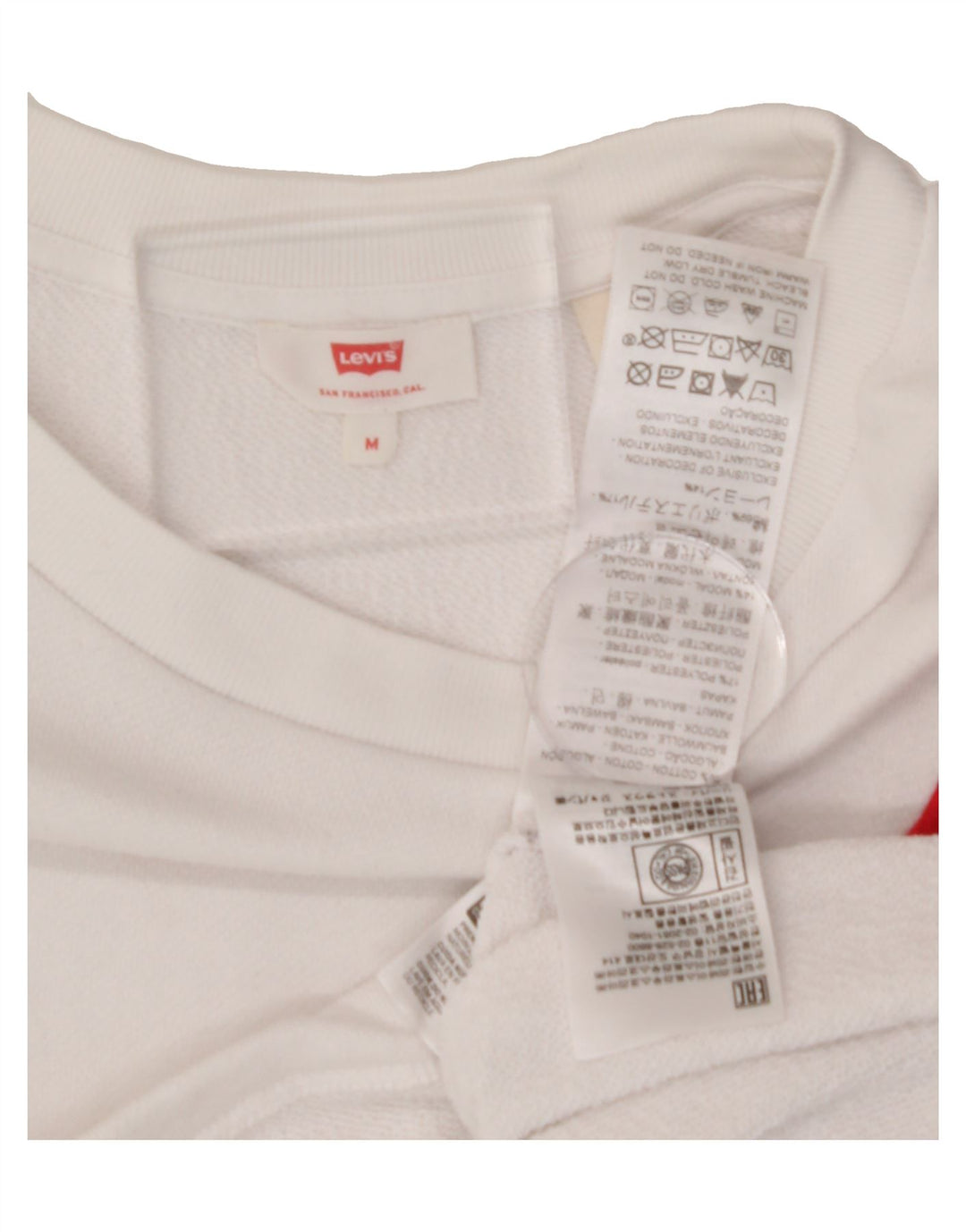 LEVI'S Womens Crop Sweatshirt Jumper UK 14 Medium White Colourblock Cotton Vintage Levi's and Second-Hand Levi's from Messina Hembry 