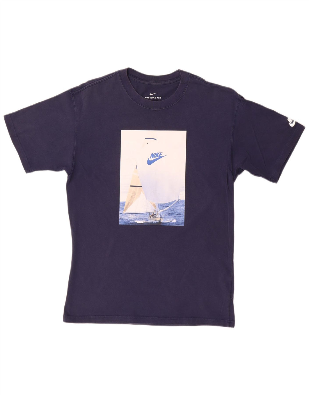 NIKE Mens Graphic T-Shirt Top Small Navy Blue Cotton