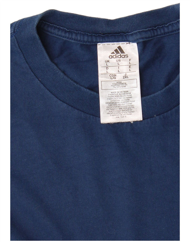 ADIDAS Herre T-Shirt Top Stor Marineblå Bomuld