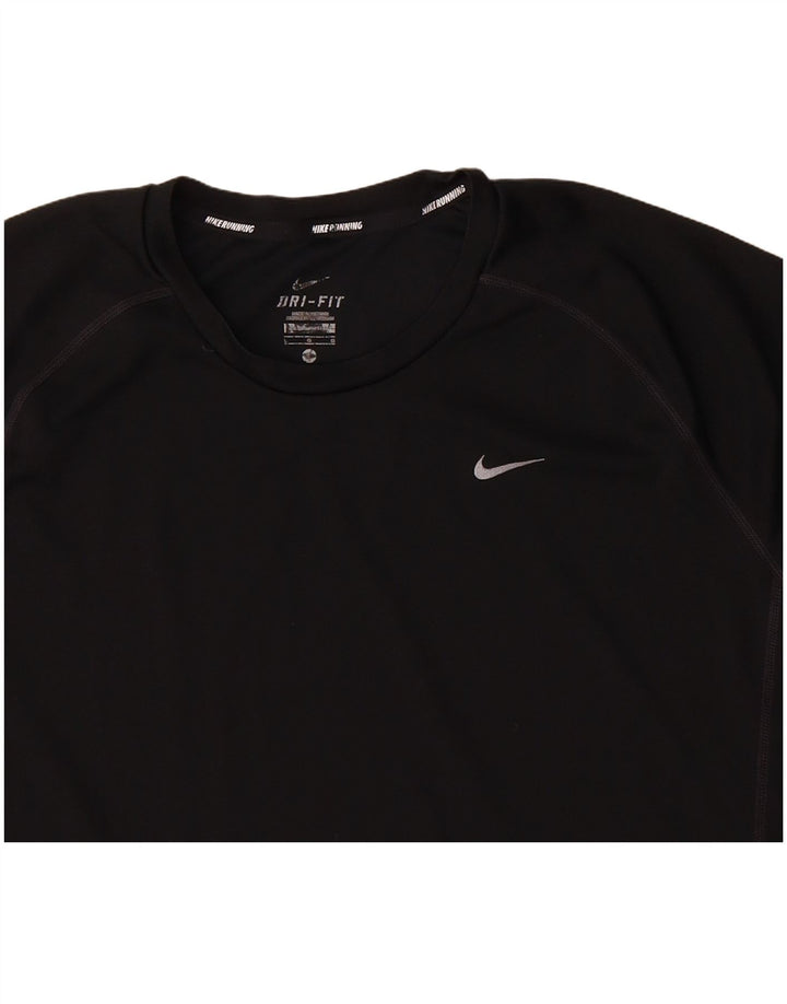 NIKE Mens Dri Fit T-Shirt Top Large Black Polyester