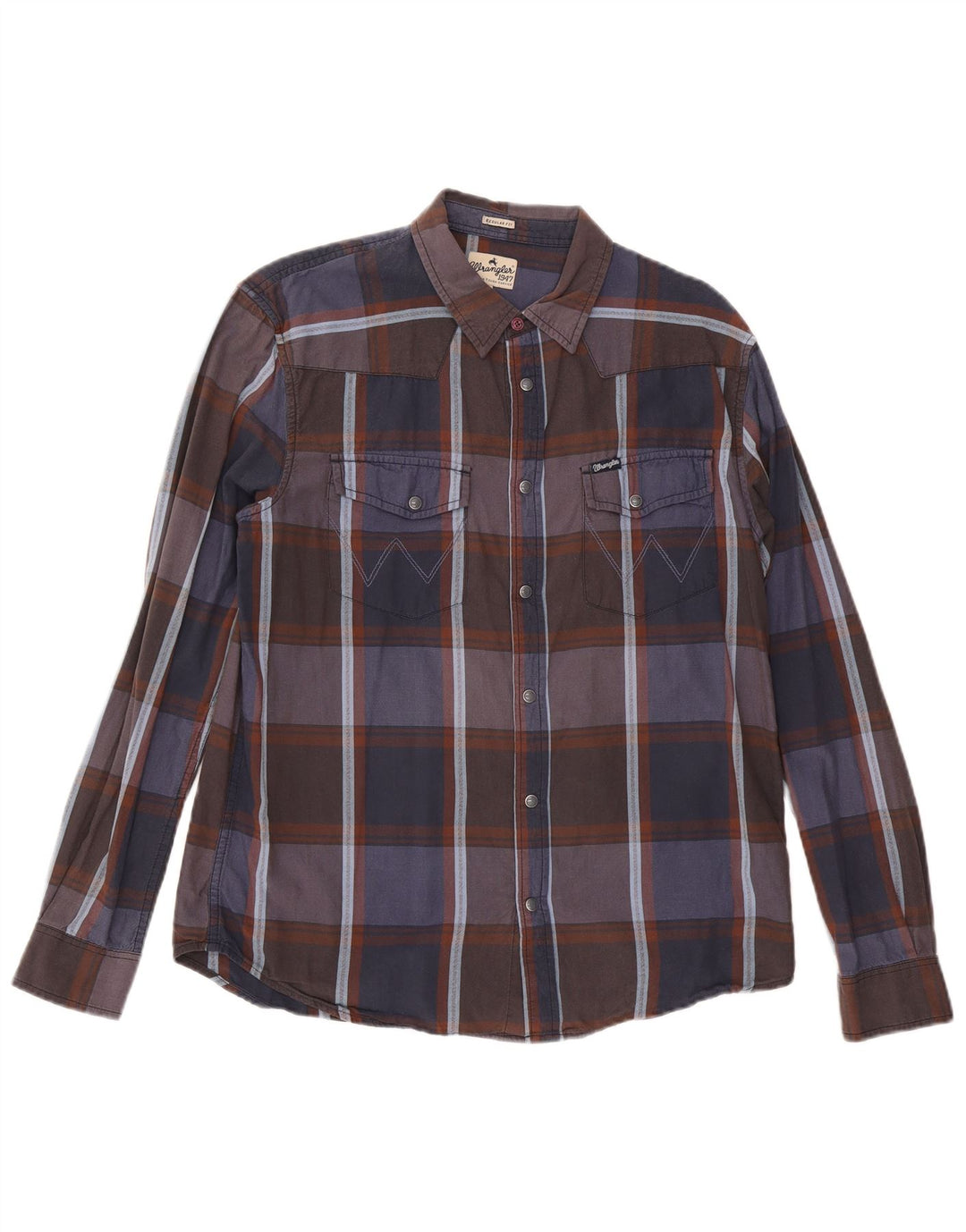 WRANGLER Mens Regular Fit Shirt Large Multicoloured Check Cotton