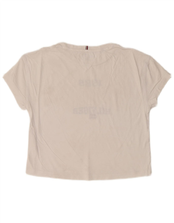 TOMMY HILFIGER Piger Crop Grafisk T-Shirt Top 13-14 år Hvid
